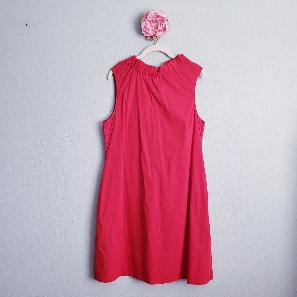 1901 High Neck Big Bow Sleeveless Red Shift Dress